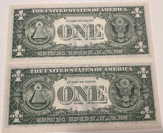 1977/74 $1 Federal Reserve Note Error Seal Down Crisp UNC Double Match Serial 00060060 Super Rare
