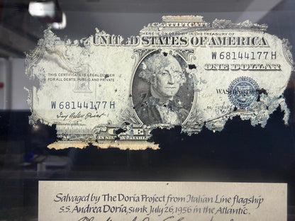 S.S. Andrea Doria Shipwreck Currency U.S. $1 Silver Certificate PCGS Genuine COMPLETE SET w/ Glass Display Case, COA, Paperwork & Box