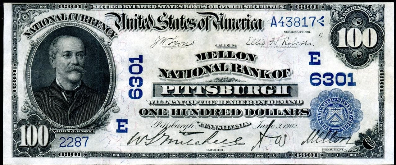 1902 $100 National Bank Note | Pittsburgh, Pennsylvania | Date Back | Fr. 689 | Charter #6301 | X-RARE – One of Only 4 Known | High Grade