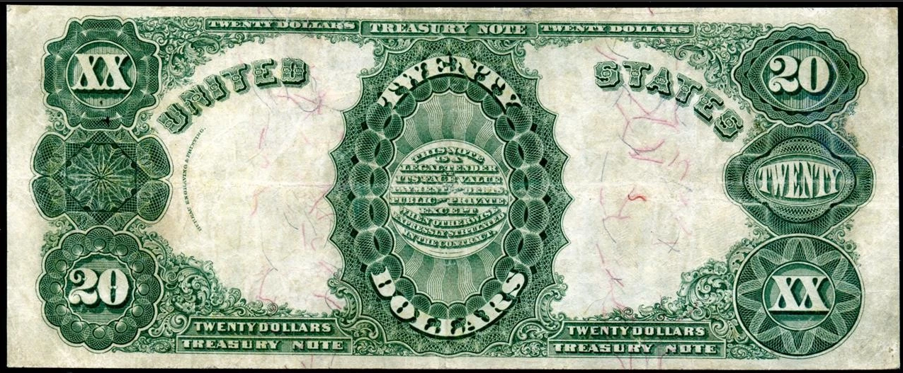 1891 $20 Treasury Note | The Coin Note | Fr. 375 | Extremely RARE | Very Lightly Circulated | High Condition Survivor