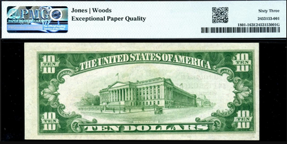 1929 $10 First National Bank Pittsburgh PA Fr. 1801-1 Type 1 PMG Choice Uncirculated 67 EPQ Misalignment Error RARE