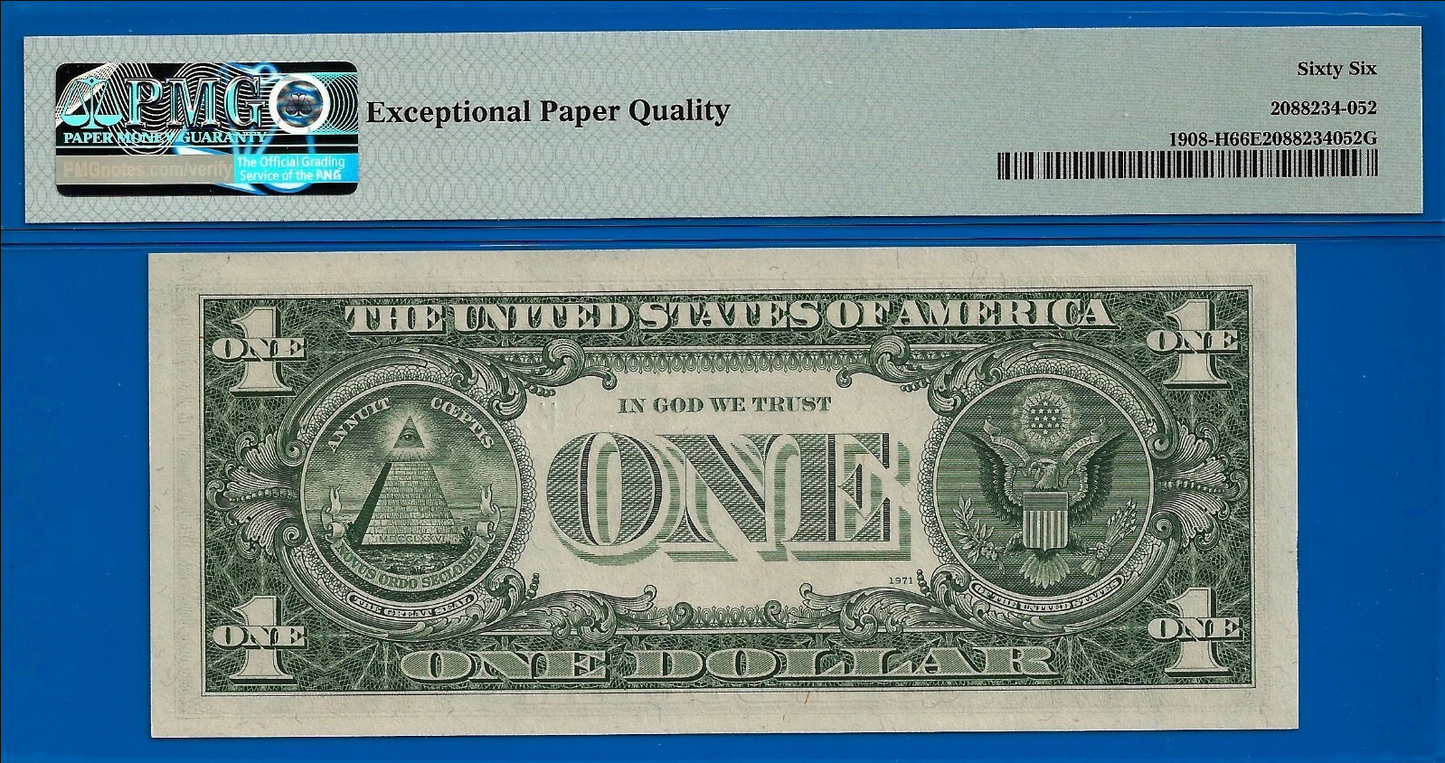 1974 $1 Federal Reserve Note PMG 66 EPQ Near Solid Serial Number 33033333 Fancy Serial