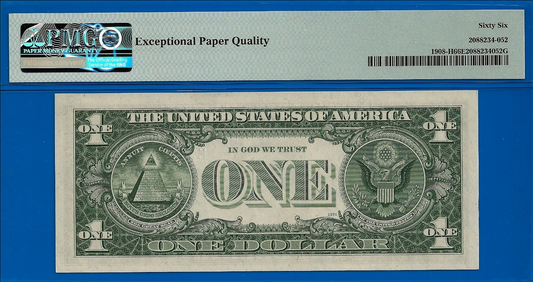1974 $1 Federal Reserve Note PMG 66 EPQ Near Solid Serial Number 33033333 Fancy Serial