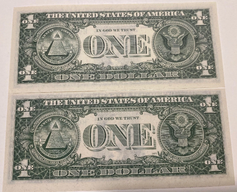 1977/74 $1 Federal Reserve Note Error Seal Down Crisp UNC Double Match Serial 00060060 Super Rare