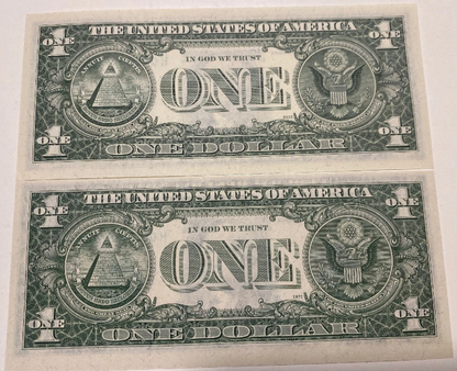 1977/74 $1 Federal Reserve Note Error Seal Down Crisp UNC Double Match Serial 00060060 Super Rare
