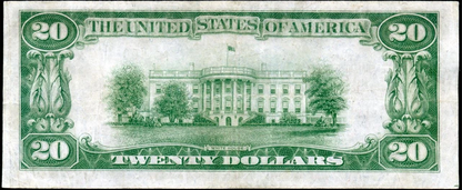 1929 $20 Federal Reserve Bank Note Dallas Texas Key Rarity Back Alignment Error Serial K00100737A Very Lightly Circulated