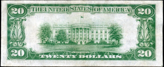 1929 $20 Federal Reserve Bank Note Dallas Texas Key Rarity Back Alignment Error Serial K00100737A Very Lightly Circulated